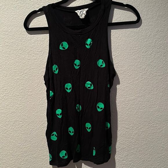 French Pastry Alien face black tank sz S - Picture 1 of 3